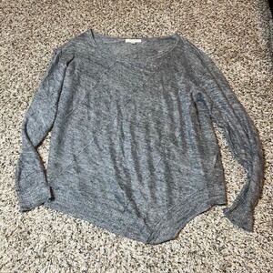 Eileen Fisher Linen Asymmetrical Hem Sweater‎ Lightweight Gray Petite Small